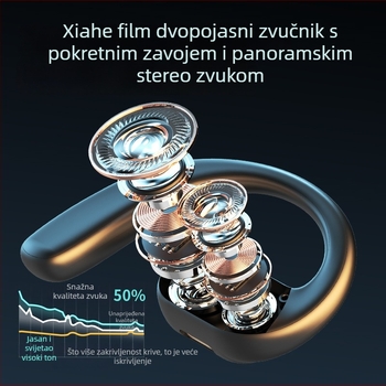 Bluetooth slušalica za jedno uho, s visećim dizajnom, mono, Bluetooth 5.3, domet 10 m, trajanje baterije 4–8 sati, vodootporna