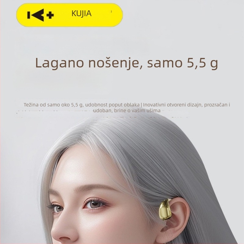 Kujia A01+ Bluetooth slušalica s otvorenim dizajnom i kukom za uho, stereo zvuk, Bluetooth 5.4, trajanje baterije 4–8 sati