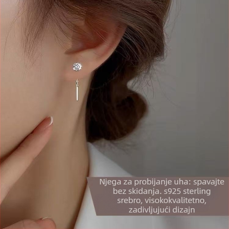 Naušnice sa cirkonima, geometrijski oblik, jednostavan stil, za žene, jesen 2025