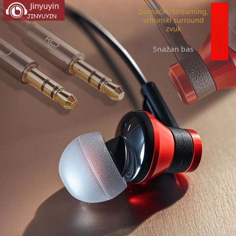 Računalne slušalice s 2 m kabelom, in-ear stil, 3,5 mm priključak, s mikrofonom, Iron Man dizajn, model J112 (frekvencijski opseg 20-20 kHz, 10 mm driver, težina 25 g)