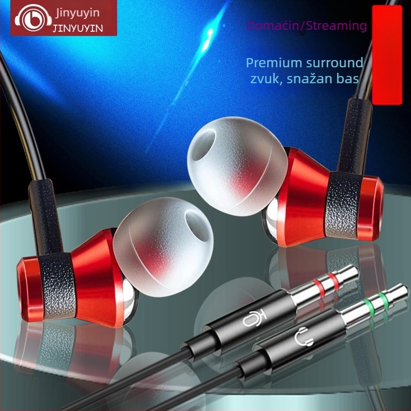 Računalne slušalice s 2 m kabelom, in-ear stil, 3,5 mm priključak, s mikrofonom, Iron Man dizajn, model J112 (frekvencijski opseg 20-20 kHz, 10 mm driver, težina 25 g)