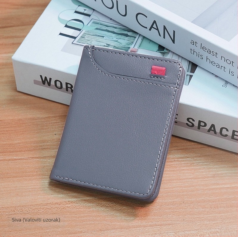 Vertikalni držač kartica s više pretinaca, PU materijal, zaštita od krađe, proširiv, kompaktni novčanik, gradski stil