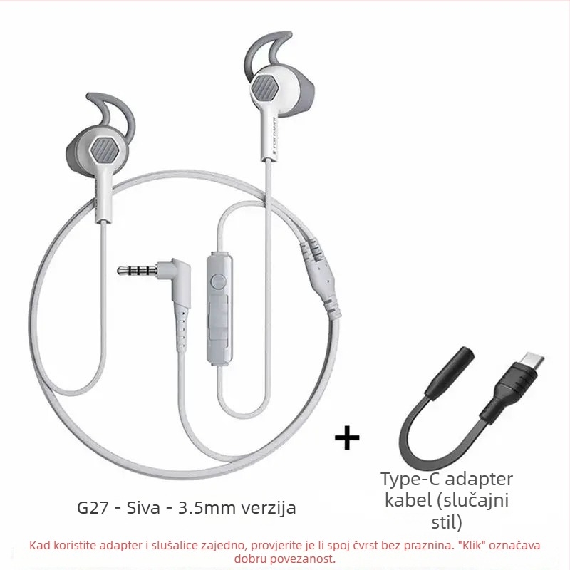 Gaming in-ear slušalice s 10 mm driverom, 3,5 mm priključkom, 1,2 m kabelom, mikrofonom, cyberpunk stil