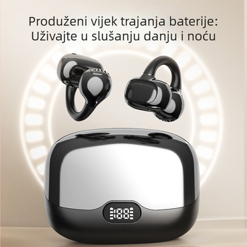 Klip-on slušalice s kostnom kondukcijom Bluetooth 5.0, aktivno poništavanje šuma, trajanje baterije 4–8 sati