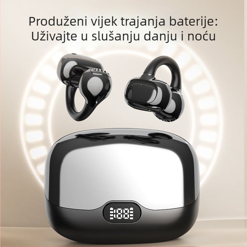 Klip-on slušalice s kostnom kondukcijom Bluetooth 5.0, aktivno poništavanje šuma, trajanje baterije 4–8 sati