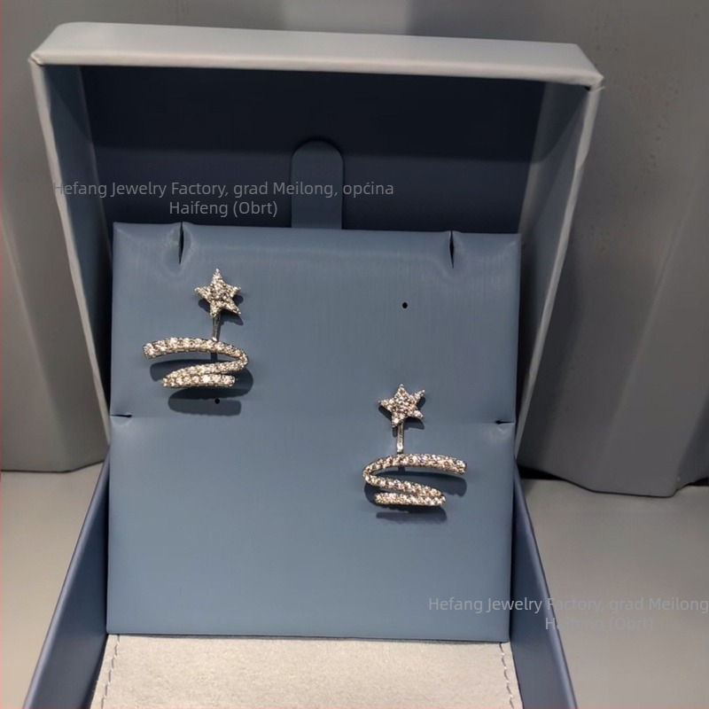 Bakrene naušnice u obliku zvijezde, elektroplatiranje, 925 srebrne iglice za uho, lagani luksuz