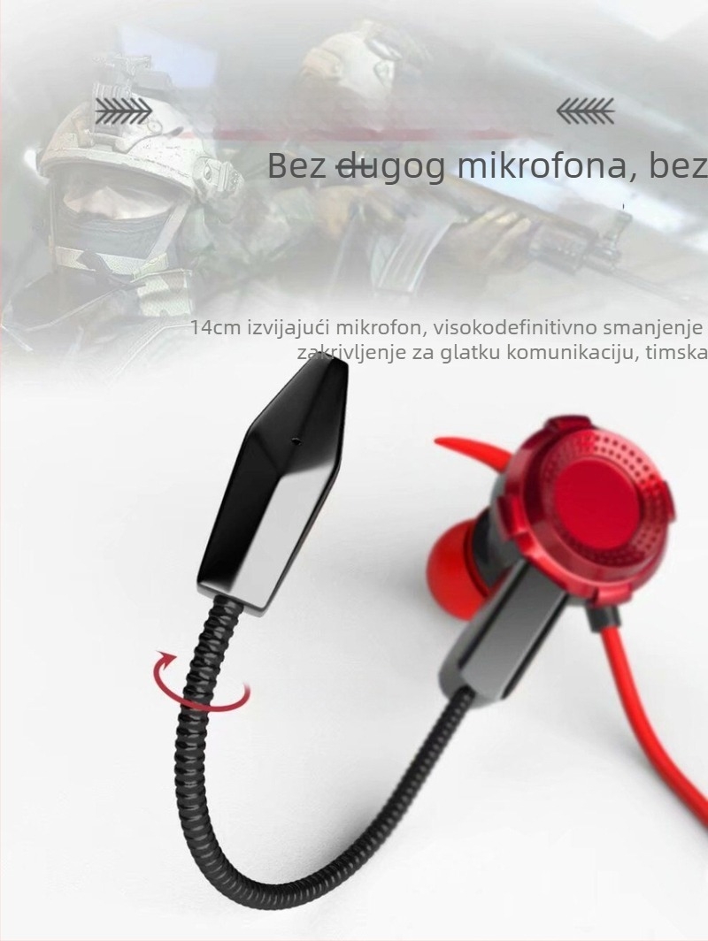 Jiazhi Le In-Ear gaming slušalice, žično povezivanje, osjetljivost 98 dB, duljina kabela 120 cm