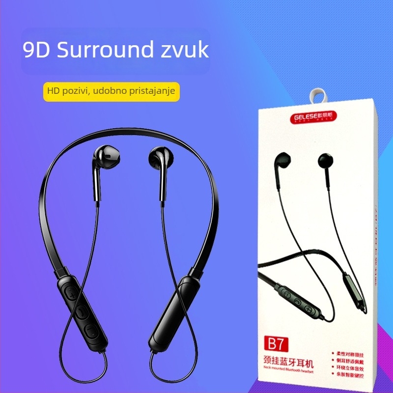 Gloris bežične slušalice za vrat Bluetooth, stereo pozivi, Bluetooth 5.0, domet 10 m, trajanje baterije 4-8 h