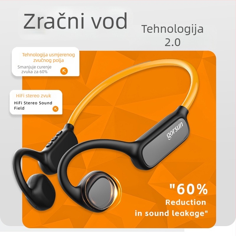 Gorsun Bluetooth slušalice s prijenosom zraka, otvorene uši, bežične, BT 5.4, IPX6, doseg 15 m, trajanje baterije >8 h