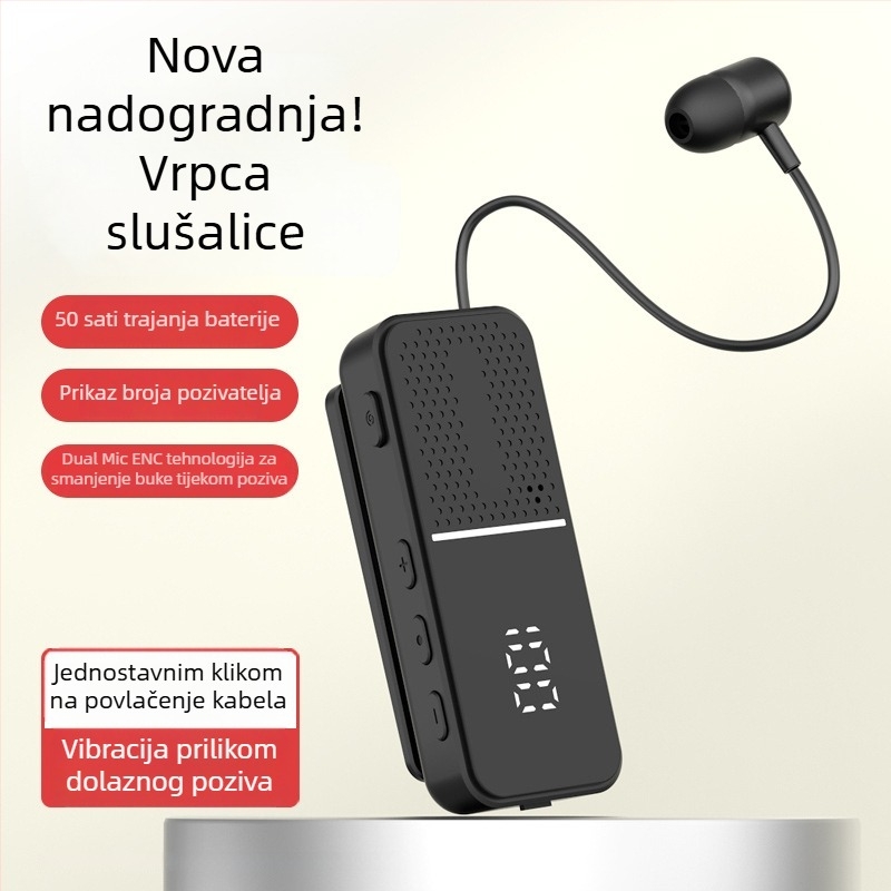 L5 bežični headset s kopčom – Bluetooth 6.0, lavalier način, trajanje baterije više od 8 sati, digitalni zaslon