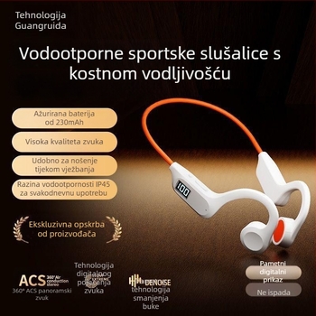 Slušalice s koštanom provodljivošću za sport, s digitalnim zaslonom, pravi bežični Bluetooth, s držačem za uho