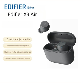 Edifier X3 Air bežične TWS slušalice, Bluetooth 5.3, in-ear, trajanje baterije 4–8 sati, vodootporne