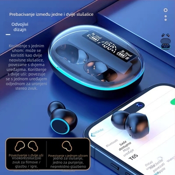 In-ear gaming Bluetooth slušalice, Bluetooth 5.3, domet 15 m, IPX5 vodootporne, digitalni prikaz napajanja, trajanje baterije 4–8 sati