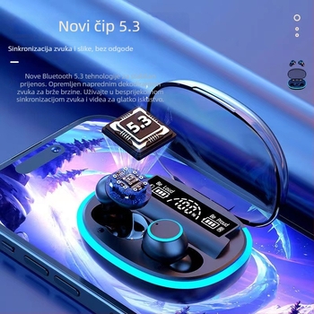 In-ear gaming Bluetooth slušalice, Bluetooth 5.3, domet 15 m, IPX5 vodootporne, digitalni prikaz napajanja, trajanje baterije 4–8 sati
