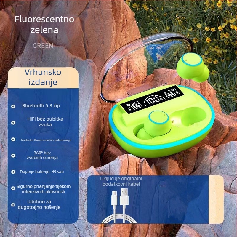 In-ear gaming Bluetooth slušalice, Bluetooth 5.3, domet 15 m, IPX5 vodootporne, digitalni prikaz napajanja, trajanje baterije 4–8 sati