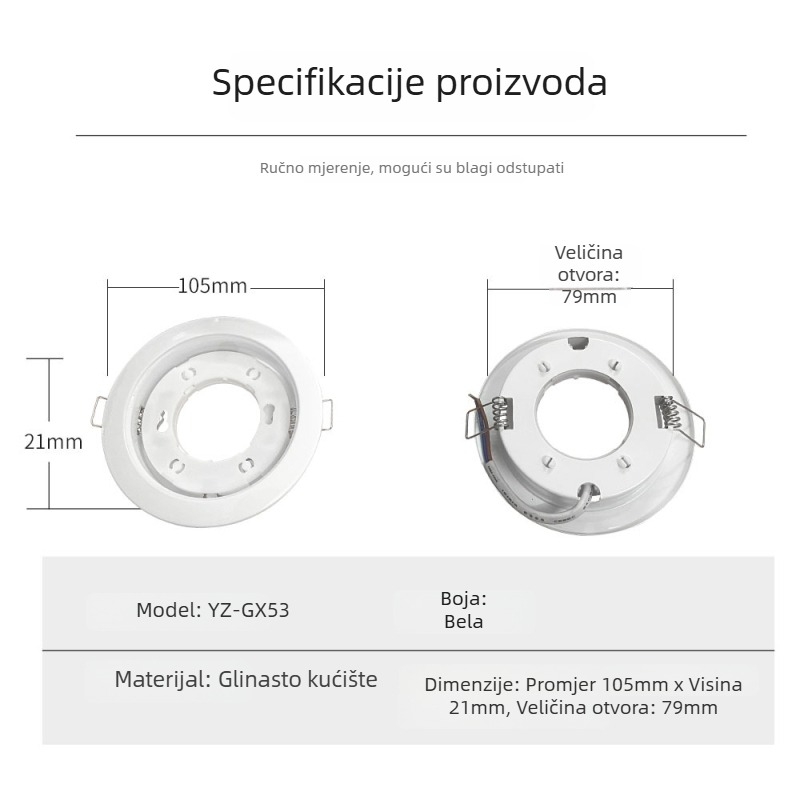 LED ugrađeni stropni svjetiljki set, anti-glare dizajn, COB kućište, ultra-tanki dizajn, 5W–7W, model YZ-GX53-SP03