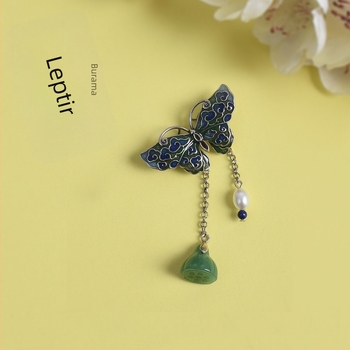 Broš s emajliranim leptirima, bakar, elektroplatina, kineski vjetar stil, motiv insekata