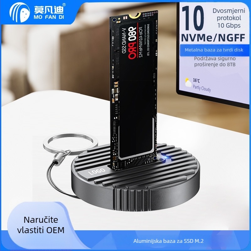 M.2 SSD kućište – Dualni NVMe/SATA protokol, USB-C 3.1 Gen 2, aluminijska legura, podržava do 8TB, 10 Gbps