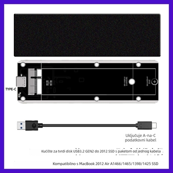 Kućište SSD M.2 NVMe USB-C 10Gbps, JMS580 kontroler, aluminijsko-magnezijska legura, podržava do 3TB