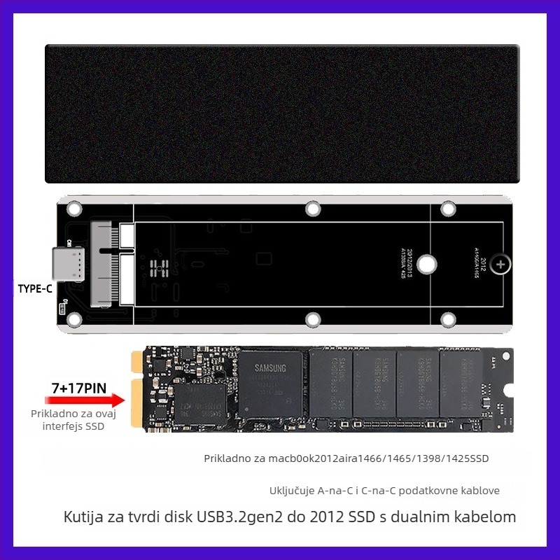 Kućište SSD M.2 NVMe USB-C 10Gbps, JMS580 kontroler, aluminijsko-magnezijska legura, podržava do 3TB