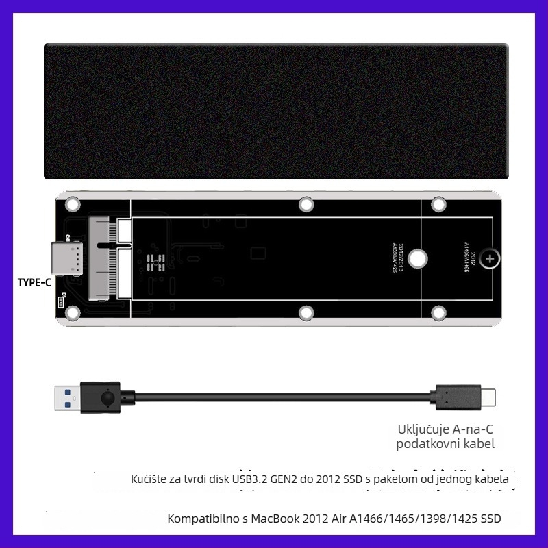 Kućište SSD M.2 NVMe USB-C 10Gbps, JMS580 kontroler, aluminijsko-magnezijska legura, podržava do 3TB