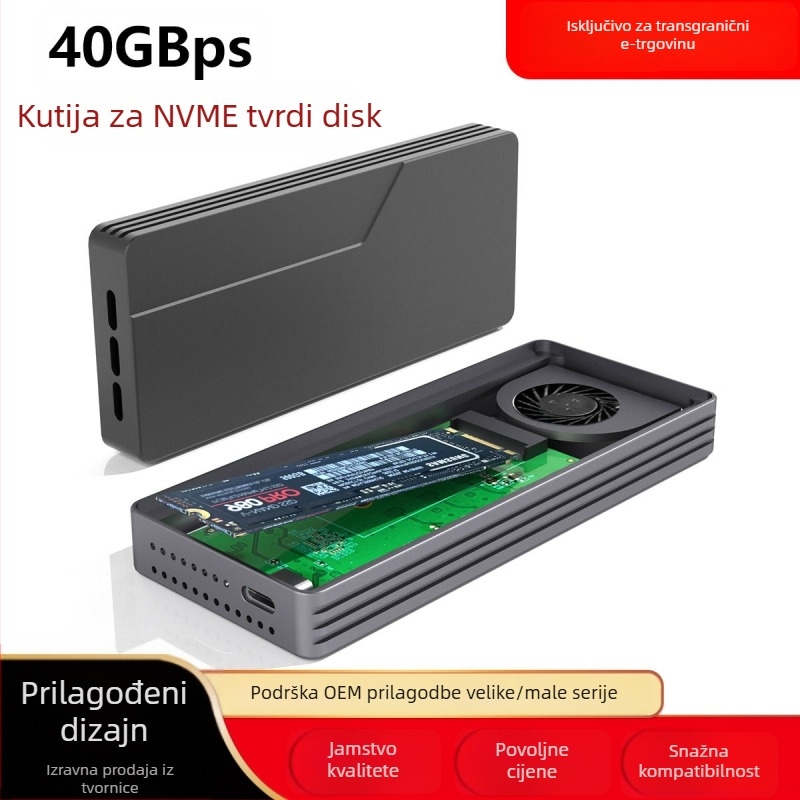 Vanjska kutija za M.2 NVMe s Type-C sučeljem, 40Gbps, do 8TB, CNC aluminij, model S149