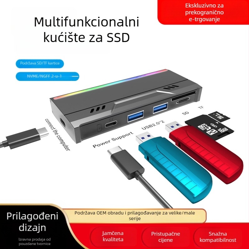 Kućište SSD M.2 NVMe NGFF – USB 3.0, 10Gbps, aluminijsko-plastično kućište, podržava do 6TB
