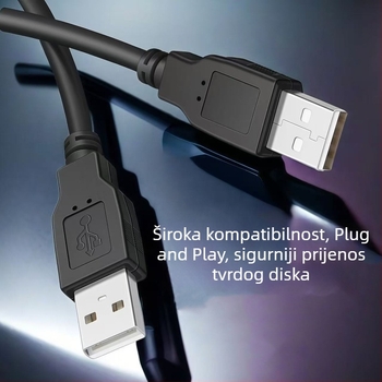 USB 2.0 A–A kabel za prijenos podataka, muški–muški, USB kabel za prijenos podataka, bakar-nikl premaz, duljine 1 m, 1,5 m, 1,8 m, 3 m