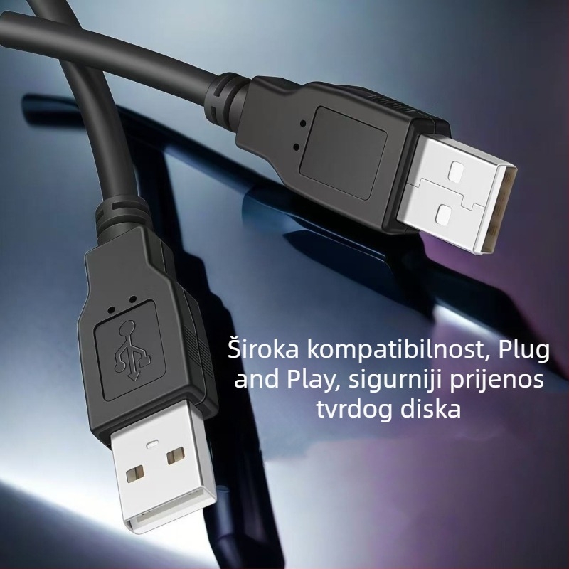 USB 2.0 A–A kabel za prijenos podataka, muški–muški, USB kabel za prijenos podataka, bakar-nikl premaz, duljine 1 m, 1,5 m, 1,8 m, 3 m