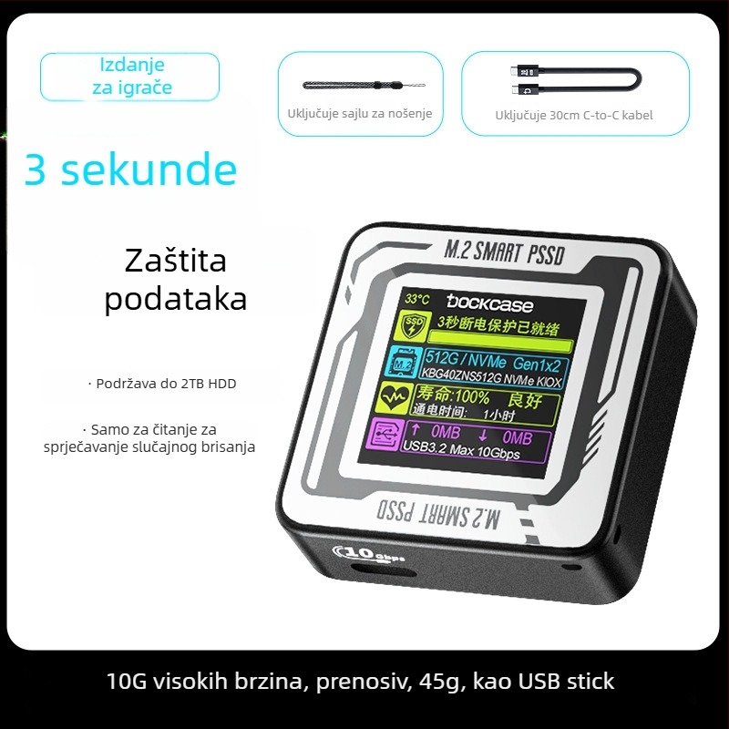 Dockcase M.2 SSD kućište 2230 sa zaslonom za iPhone 15 Pro/Pro Max