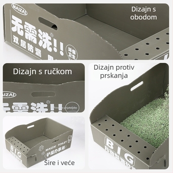 Jednokratna kutija za mačji pijesak – protiv prskanja, sklopiva i prijenosna, bez čišćenja, PVC materijal, za odrasle mačke.