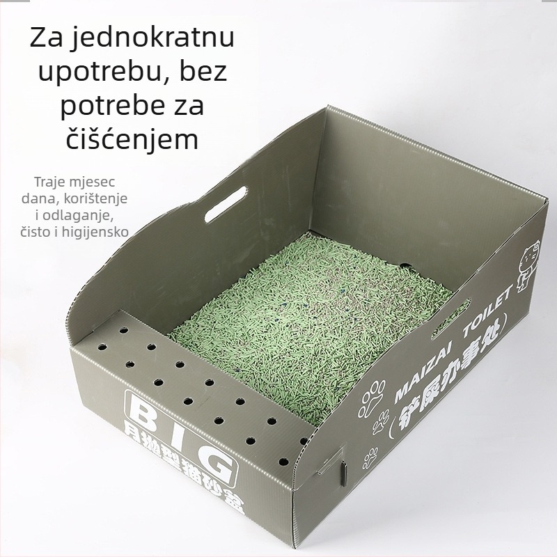 Jednokratna kutija za mačji pijesak – protiv prskanja, sklopiva i prijenosna, bez čišćenja, PVC materijal, za odrasle mačke.
