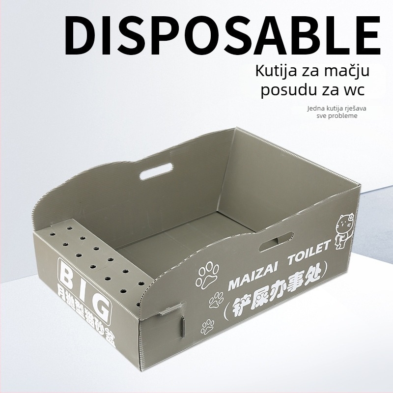 Jednokratna kutija za mačji pijesak – protiv prskanja, sklopiva i prijenosna, bez čišćenja, PVC materijal, za odrasle mačke.