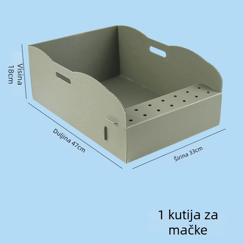Jednokratna kutija za mačji pijesak – protiv prskanja, sklopiva i prijenosna, bez čišćenja, PVC materijal, za odrasle mačke.