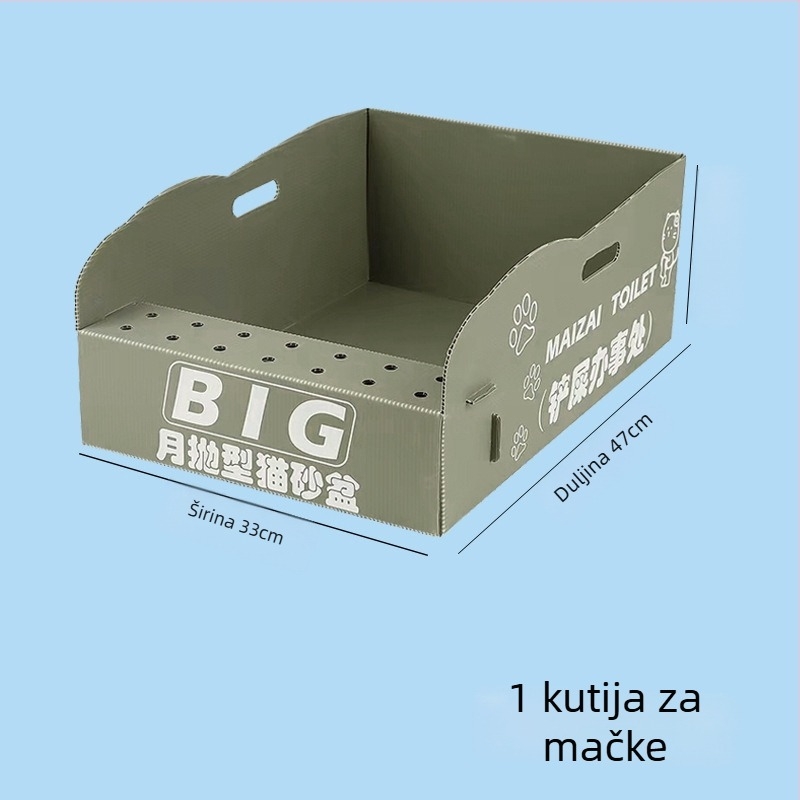 Jednokratna kutija za mačji pijesak – protiv prskanja, sklopiva i prijenosna, bez čišćenja, PVC materijal, za odrasle mačke.