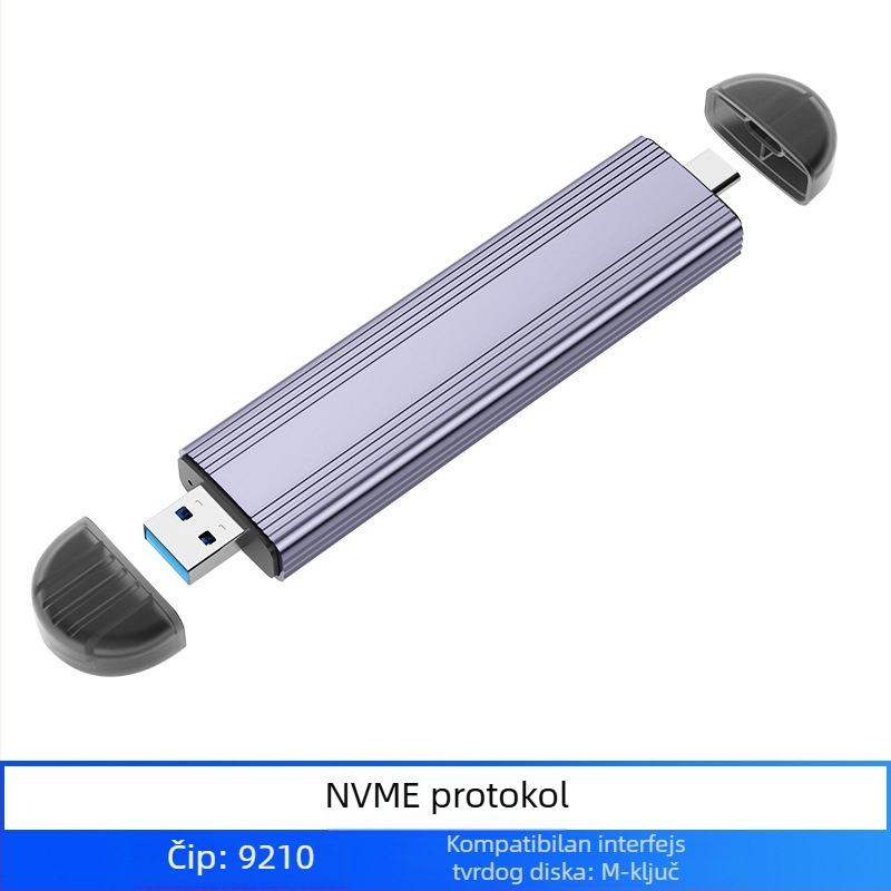Vanjska kutija za SSD M.2 NVMe, USB 3.2 Type-C, ABS-aluminijska legura, podržava do 8TB, 10 Gbps