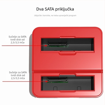 Dock za dva tvrda diska USB 3.0 – 5Gbps, maksimalno 32TB, dimenzije 142×143×74mm, model D300