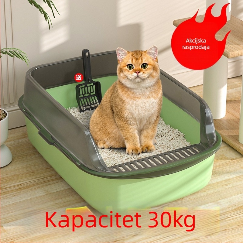 Kutija za mačji pijesak, poluzatvorena, protiv prskanja, dvostruki sloj, pogodna za mačiće