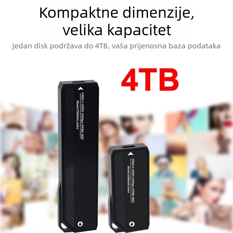 Vanjska kutija M.2 NVMe USB-C s uključenim kabelom, do 4TB, 20Gbps, model PH802-2364 (OEM)