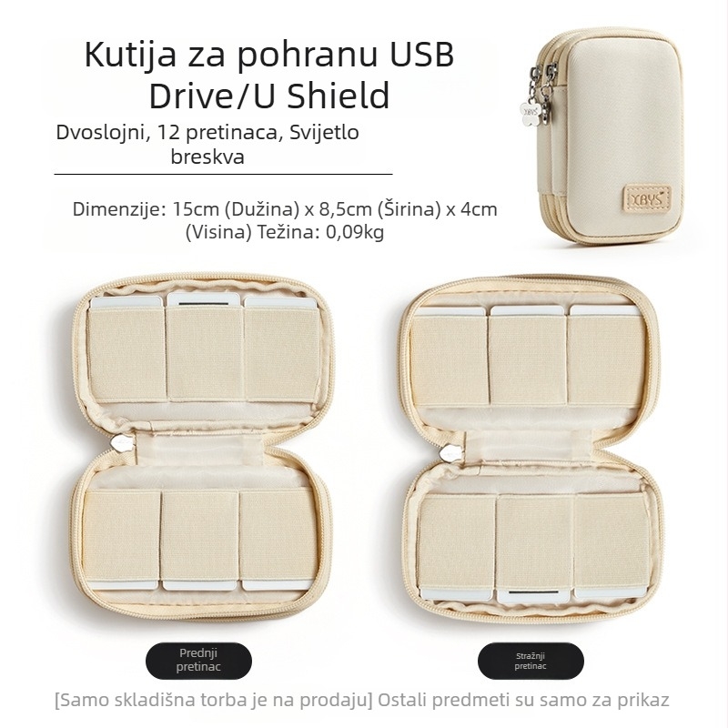 Torba za pohranu USB dodatne opreme za USB diskove i sigurnosne ključeve (Model C008; Materijal: tkanina; Offset tisak; Unutarnje pakiranje; Namijenjeno za USB pohranu)