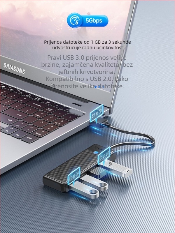 Orico USB multi‑interfejs proširivač, Type-C razdjelnik, USB 3.0 hub, model PAPW4A-U3, brzina prijenosa 5 Gbps