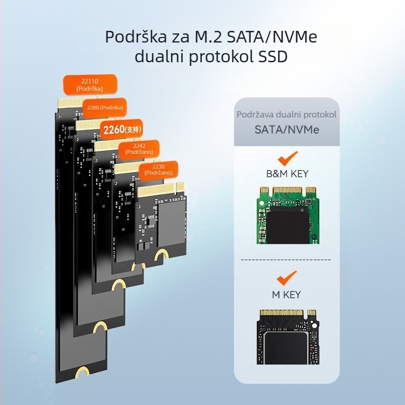 Maiwo vanjska M.2 NVMe kutija za SSD, USB-C 3.1, 10Gbps, do 2TB, NGFF, model K1698P