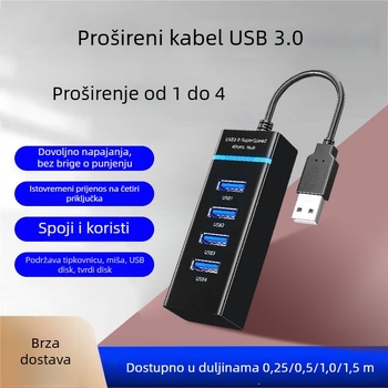 USB 3.0 1-to-4 Hub Adapter, napajanje preko USB-a, za pisač i PC