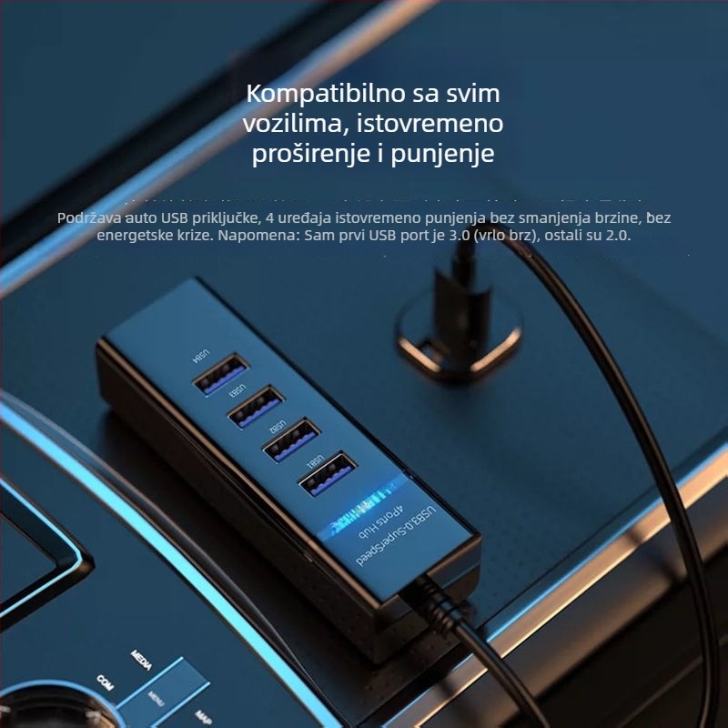 USB 3.0 1-to-4 Hub Adapter, napajanje preko USB-a, za pisač i PC