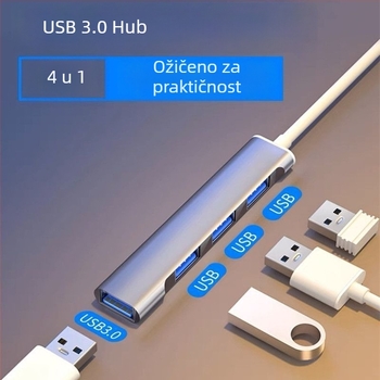 USB 3.0 hub docking stanica, 4-portni razdjelnik za laptop