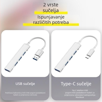 USB 3.0 hub docking stanica, 4-portni razdjelnik za laptop