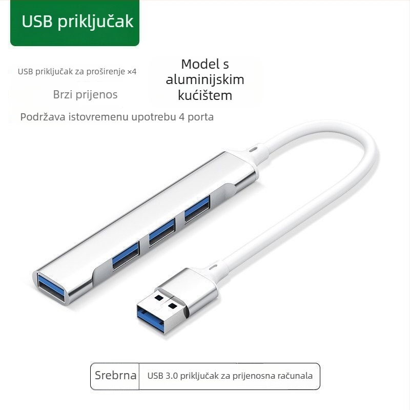 USB 3.0 hub docking stanica, 4-portni razdjelnik za laptop