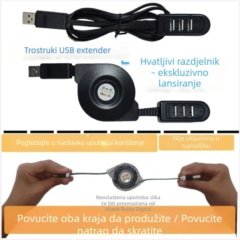 USB hub 1-na-3 porta s vanjskim napajanjem, USB 2.0 kabel duljine 1 m