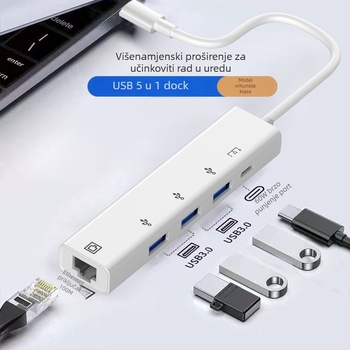Hengweiyi HWY180 USB 2.0 OTG docking hub s Ethernetom 10/100 Mbps, kabel 1,2 m, vanjsko napajanje