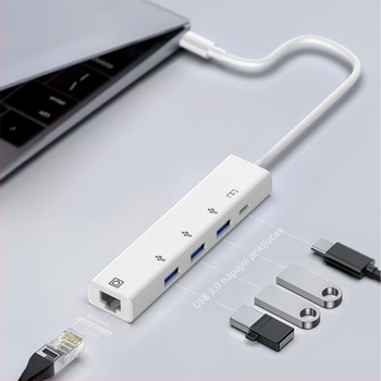 Hengweiyi HWY180 USB 2.0 OTG docking hub s Ethernetom 10/100 Mbps, kabel 1,2 m, vanjsko napajanje